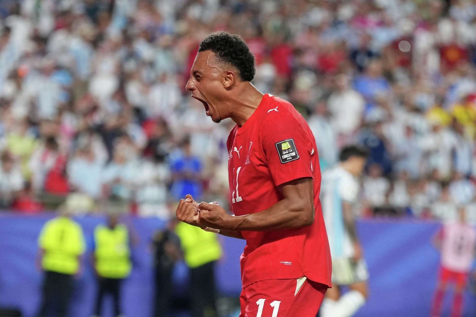 Switzerland's Dan Ndoye during the match against Argentina. Source: AP.