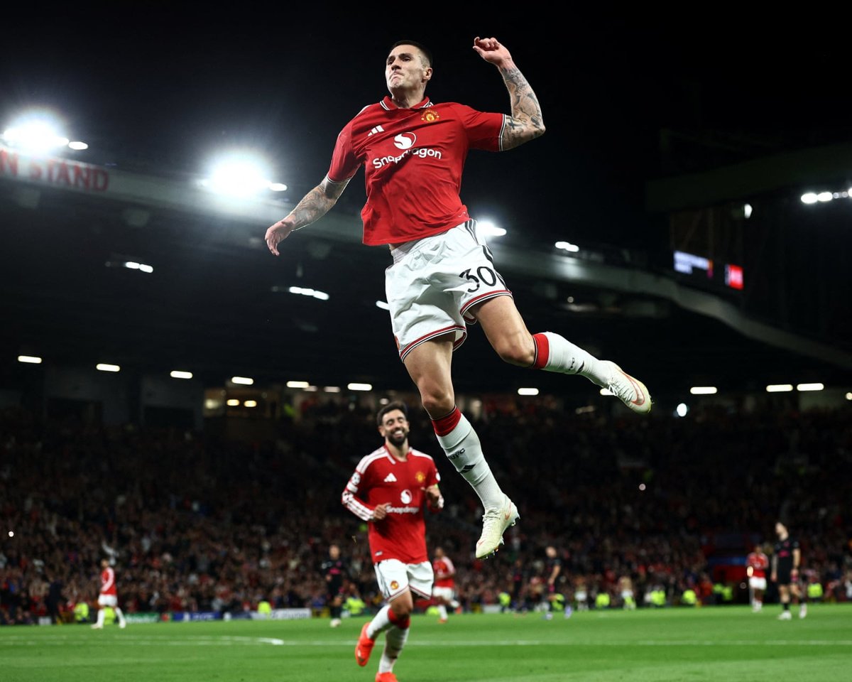 Benjamin Sesko celebrates after scoring Manchester United’s third goal before half-time (10 Sep 2026). Source: The Guardian.