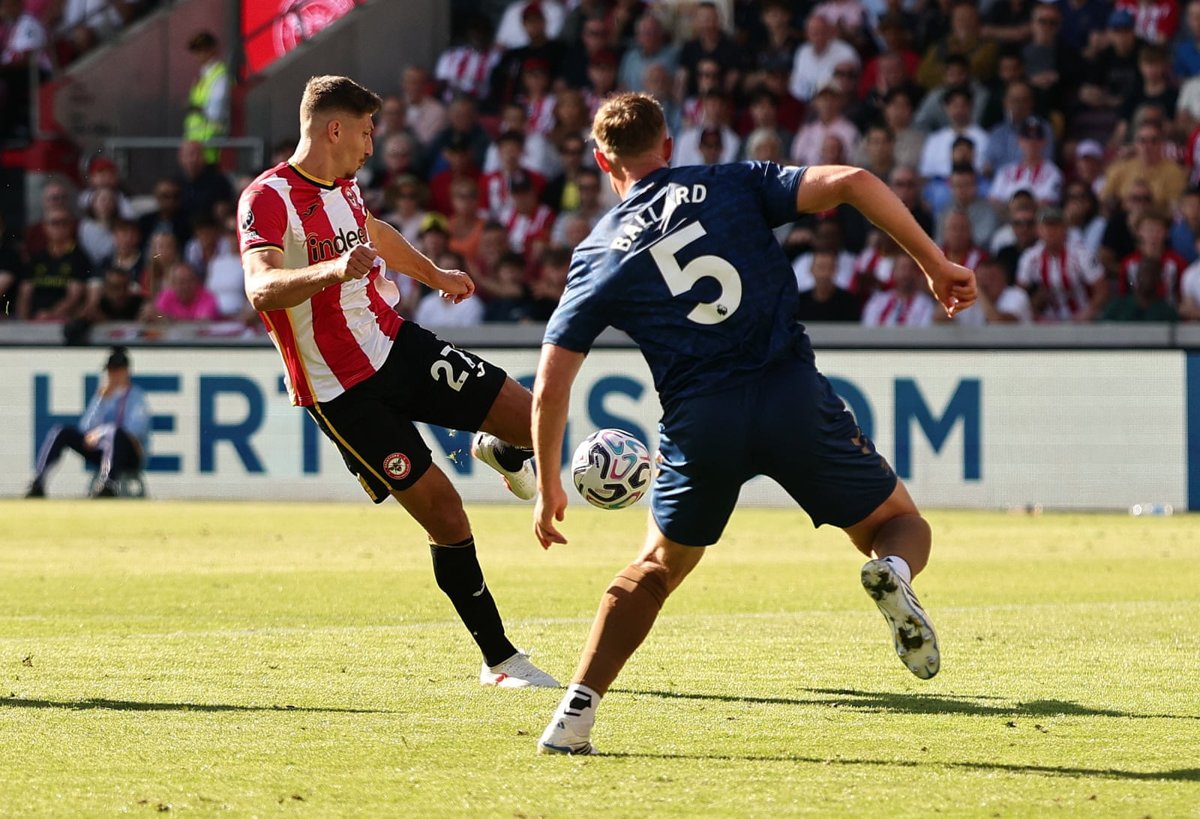 Vitaly Janelt controlled a bouncing ball well to give Brentford the lead (5 Sep 2026). Source: The Guardian.
