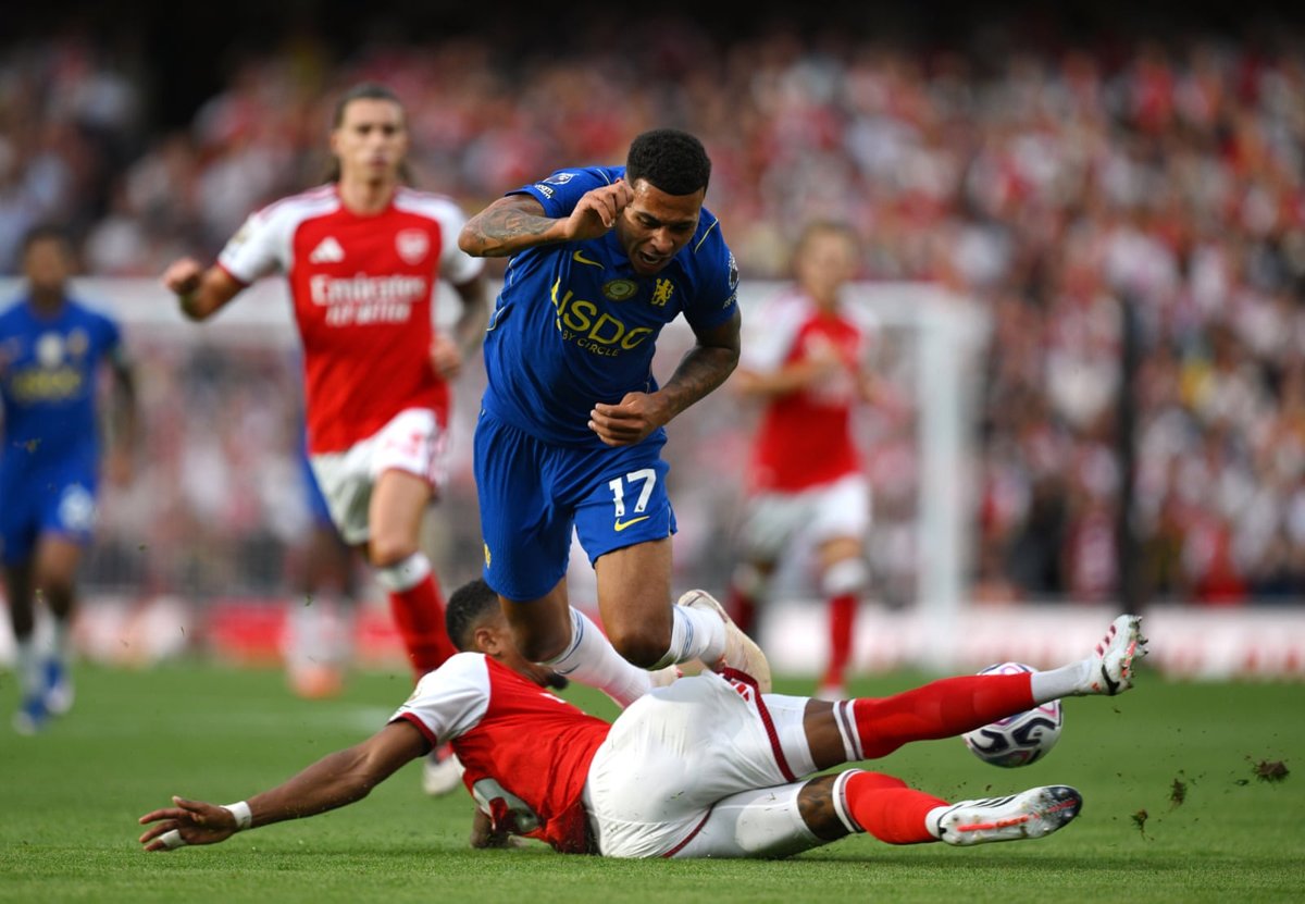 Chelsea’s Morgan Rogers is challenged by his former Aston Villa teammate Ezri Konsa (6 Sep 2026). Source: The Guardian.